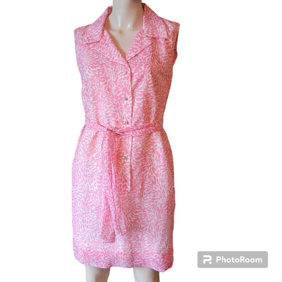 Vintage 1960s Sheer Nancy Dress pink and white floral print - Picture 2 of 7